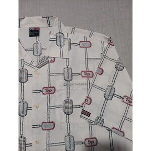 Vintage Southpole Red Label Mens Shirt Size 2XL AOP Dog Tags Y2K Skater Hip Hop